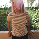Breastfeeding T-Shirt Beige Stripes